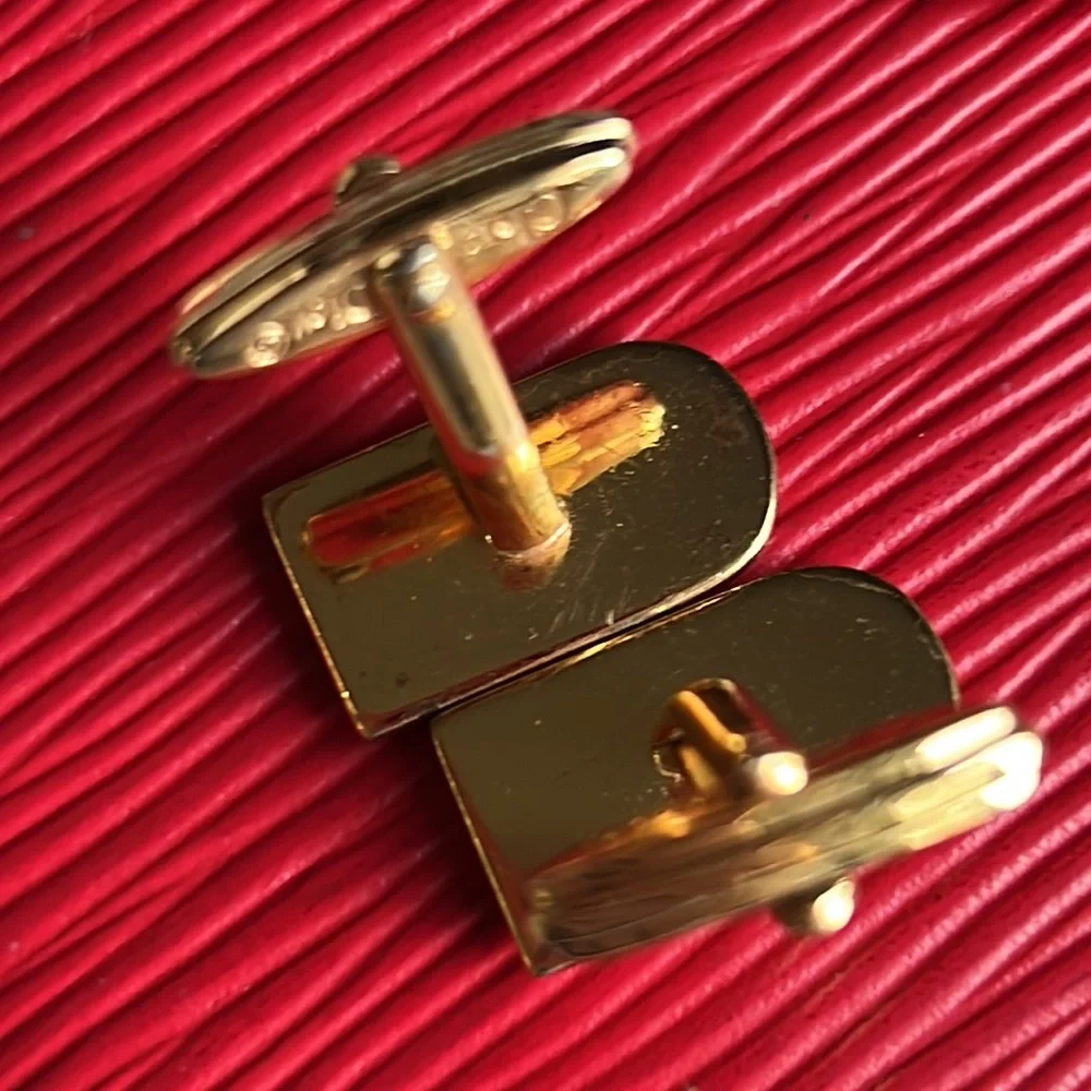 Christian Dior Men's Cuff links Gold & Silver Tone Vintage authentic